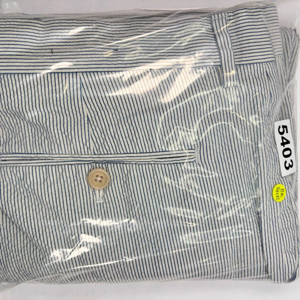 Banana Republic Mens 38x26 Slim Tapered Crop Fit Pants Seersucker Stripe Cuffed